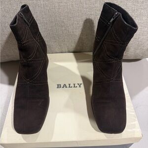 Bally Women's Dark Brown Suede Heeled Boots